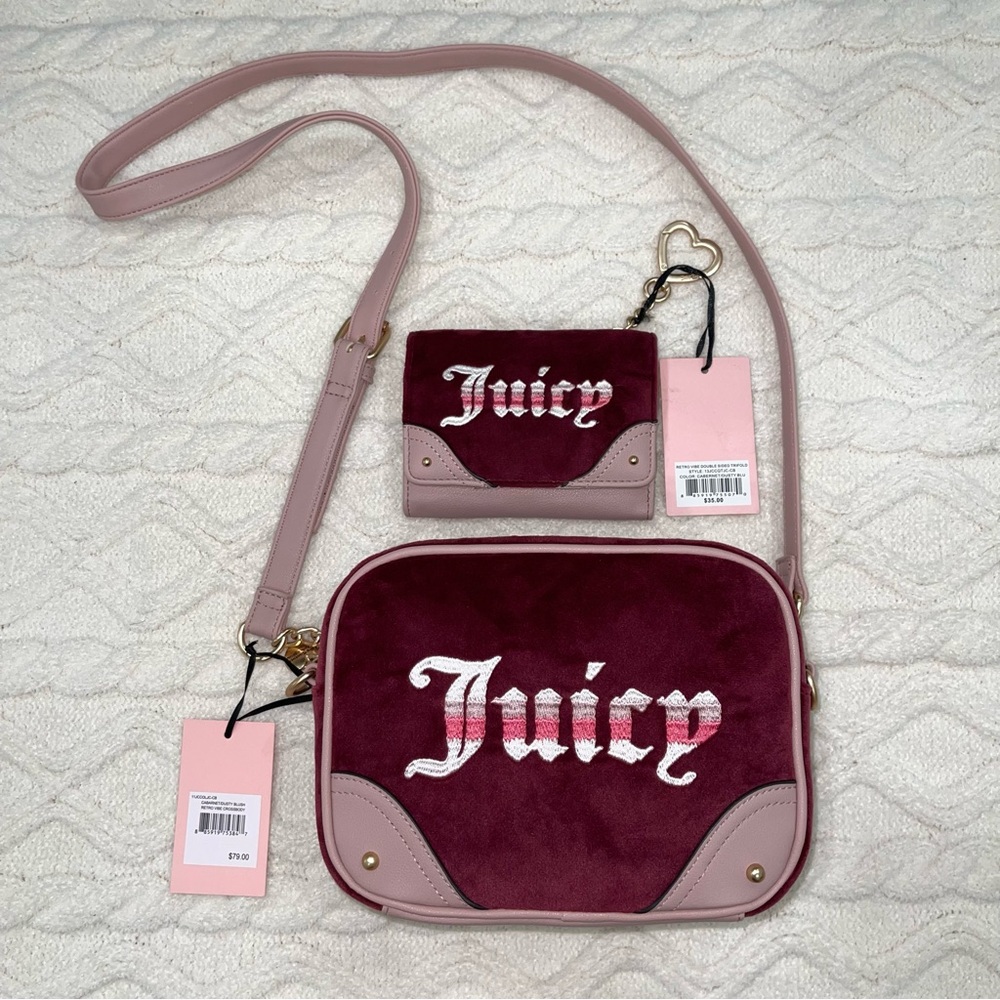 Juicy Couture Cabernet/Dusty Blush Retro Vibe Crossbody Bag & Wallet Set